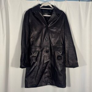 LNR Black Genuine Leather Midi Jacket